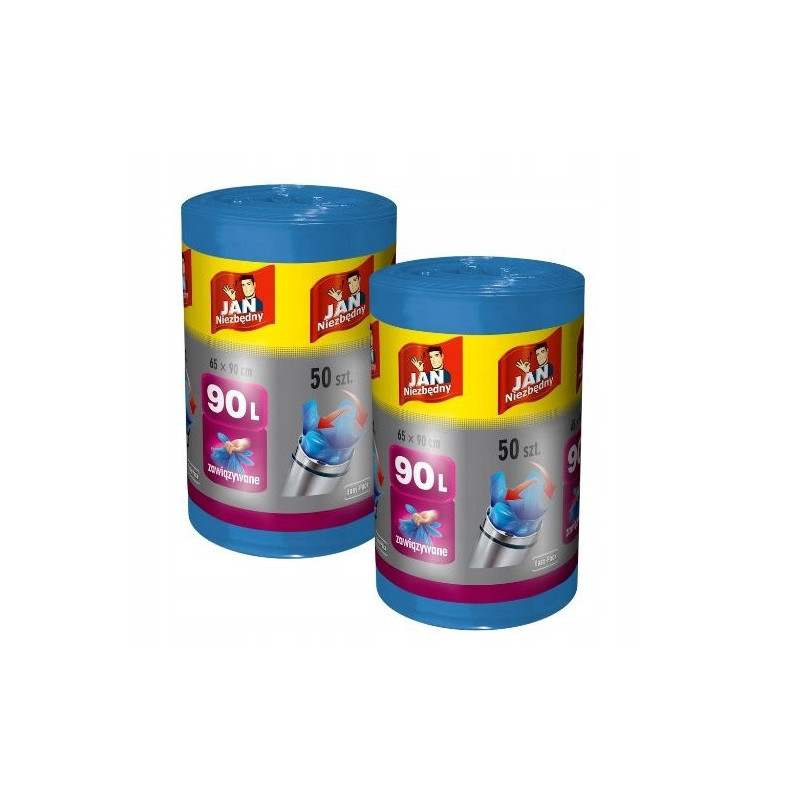 Worki Na Śmieci Jan Niezbędny 90L (65×90 cm) 50 szt– zawiązywane Easy-Pack