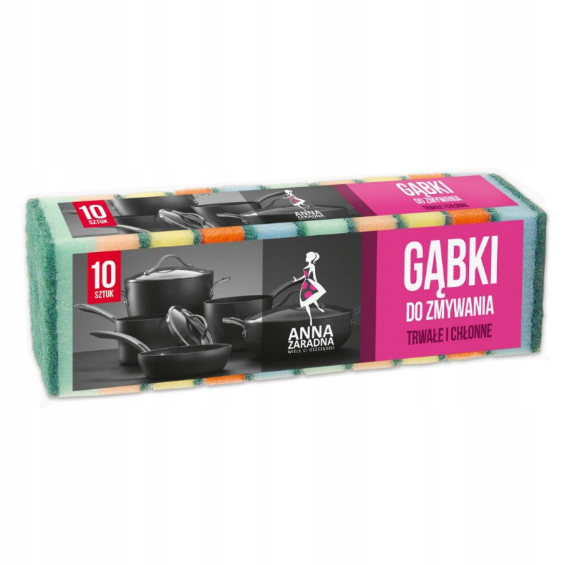 Anna Zdradna Gąbki do Zmywania 10 szt. - Trwałe, Chłonne, Kolorowe