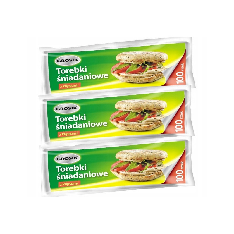 Grosik Torebki Śniadaniowe z Klipsami 100 szt. - Porządek i Świeżość