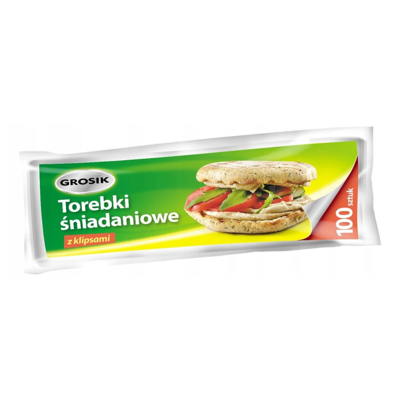 Grosik Torebki Śniadaniowe z Klipsami 100 szt. - Porządek i Świeżość