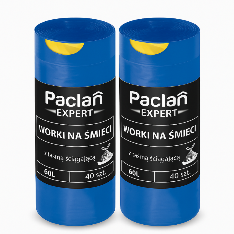 PACLAN EXPERT Worki Na Śmieci z Taśmą Ściągającą 60L - 40 szt