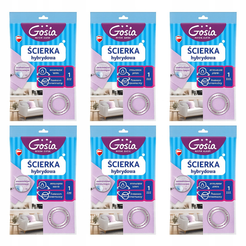 Gosia Ścierka Hybrydowa Fioletowa 1 szt- Chłonność Gąbki, Trwała Mikrofibra