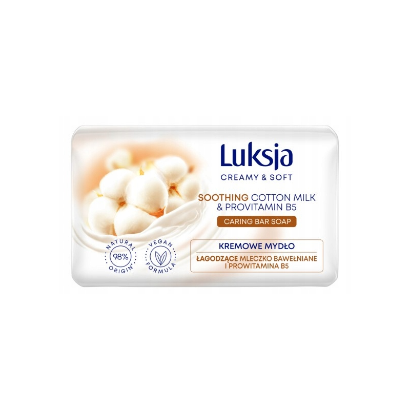 Luksja Mydło w Kostce Cotton Milk & Prowitamina B5 90g Łagodzące