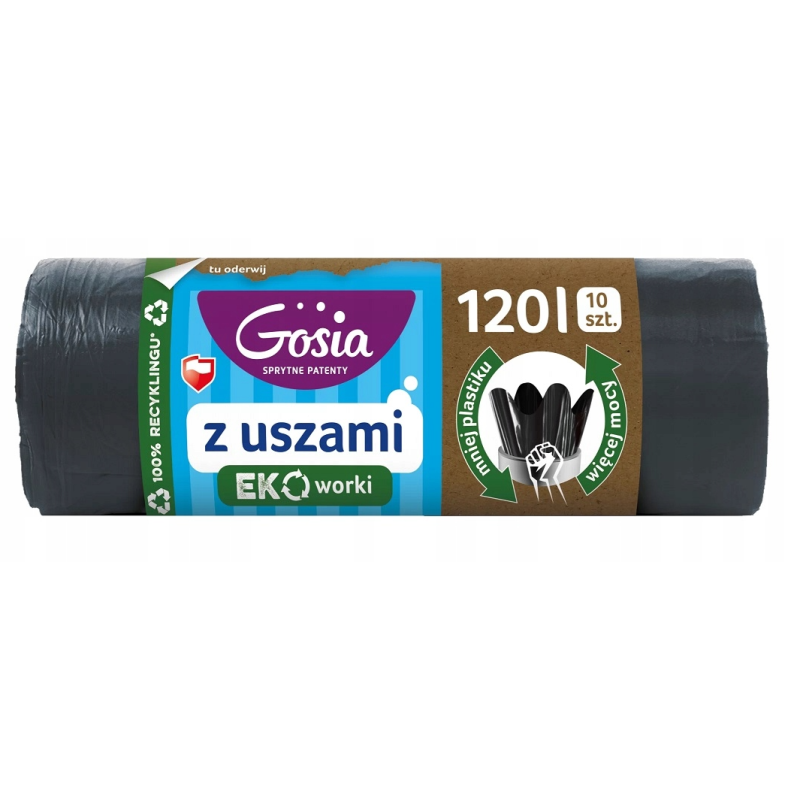 Worki Na Śmieci Gosia 120L z Uszami EKO mocne 10 szt.