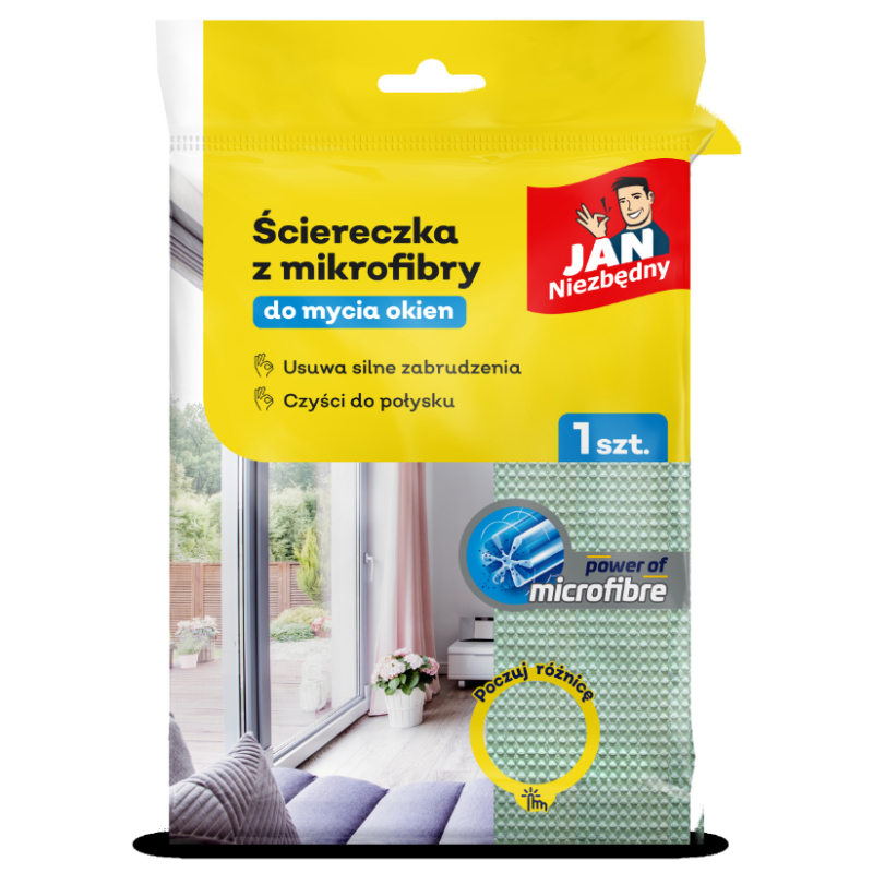 Jan Niezbędny ściereczka z mikrofibry do okien – usuwa zabrudzenia, połysk