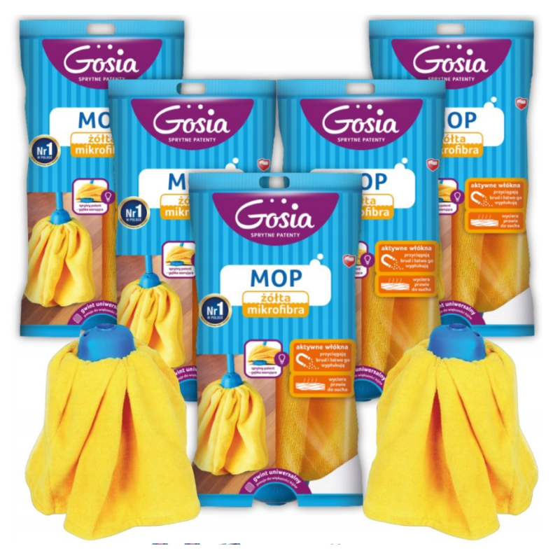 Gosia Mop z Mikrofibry Żółty - Uniwersalny Gwint, Skuteczne Czyszczenie