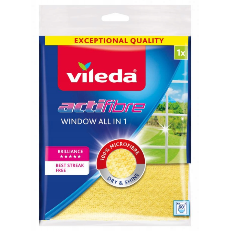 VILEDA Ściereczka Mikrofibra Actifibre Do Okien Szyb Luster Żółta