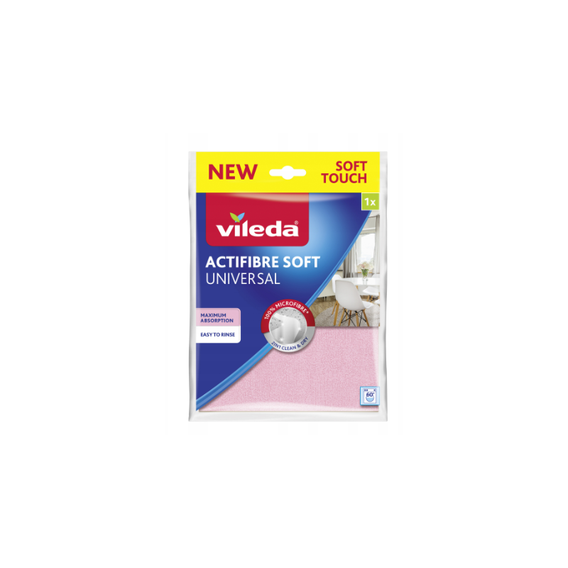 Ściereczka Vileda Actifibre Soft Uniwersalna do Okien Luster Różowa 1 szt.