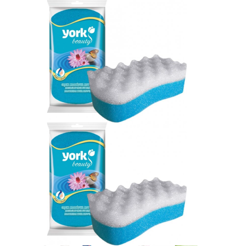 2X Gąbka do masażu ciała YORK Beauty dwustronna – delikatna i wygodna