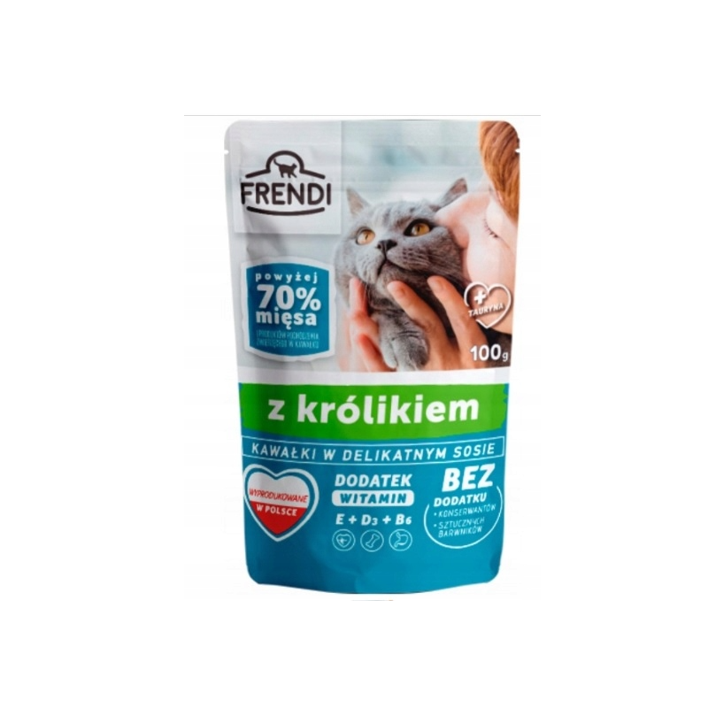 Frendi mokra karma dla kota królik w sosie 100g 70% mięsa witaminy minerały