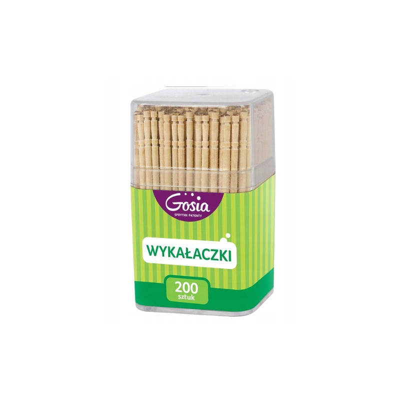 Wykałaczki Drewniane 200 Sztuk Pojemnik Koreczki Pikery Praktyczne