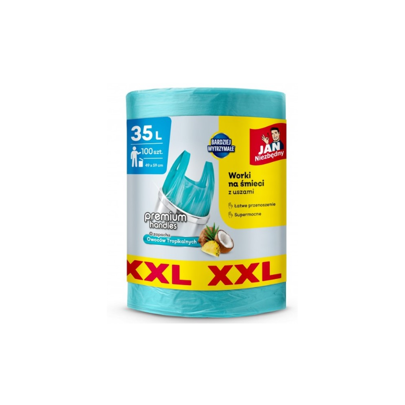 Jan Niezbędny Worki T-shirt Smart XXL 35L 100szt Zapach Owoców Tropikalnych