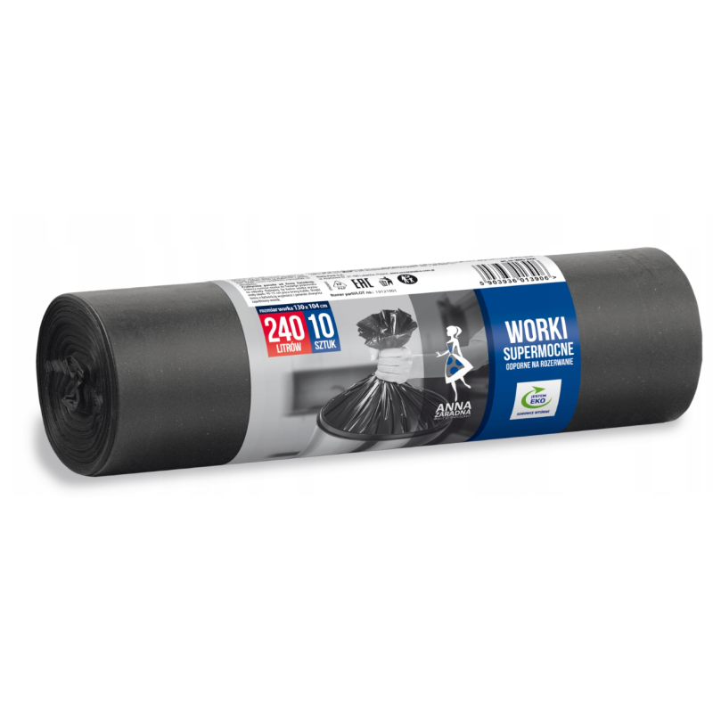 Supermocne Worki Na Śmieci 240L Anna Zaradna 10szt Do Ciężkich Odpadów