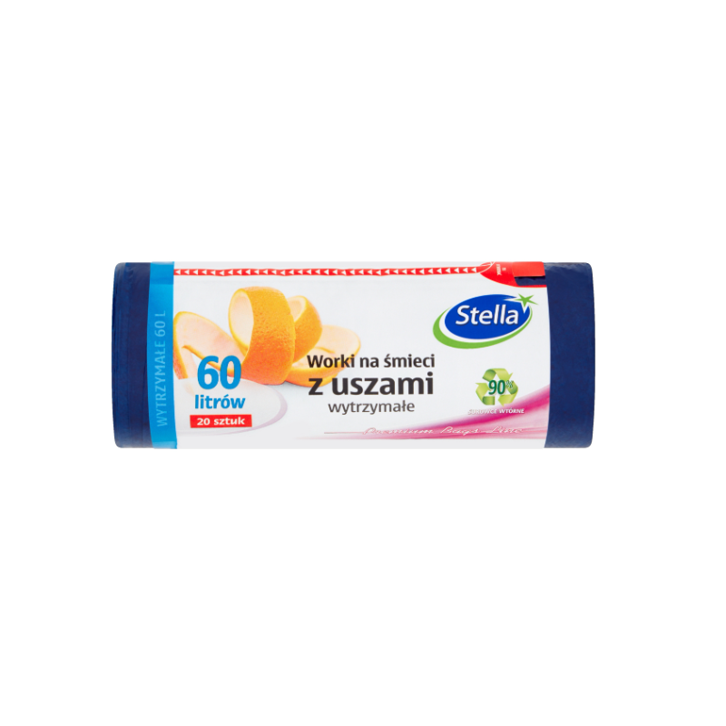Worki na śmieci z uszami wytrzymałe 60L 20szt. granatowe mocne STELLA