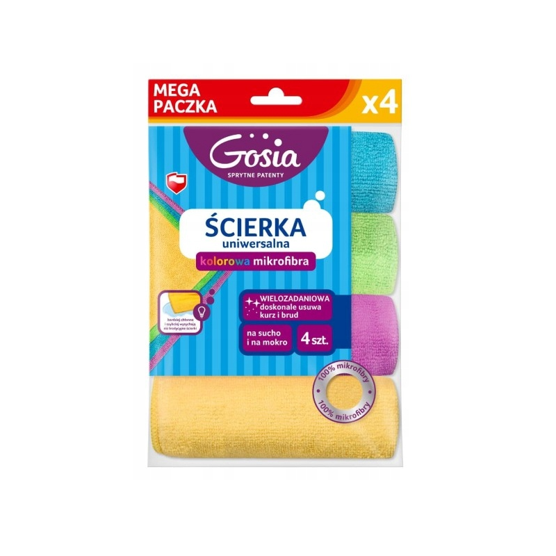 Ścierki Uniwersalne Gosia z Mikrofibry 4 szt. kolorowe – Na Sucho i Mokro