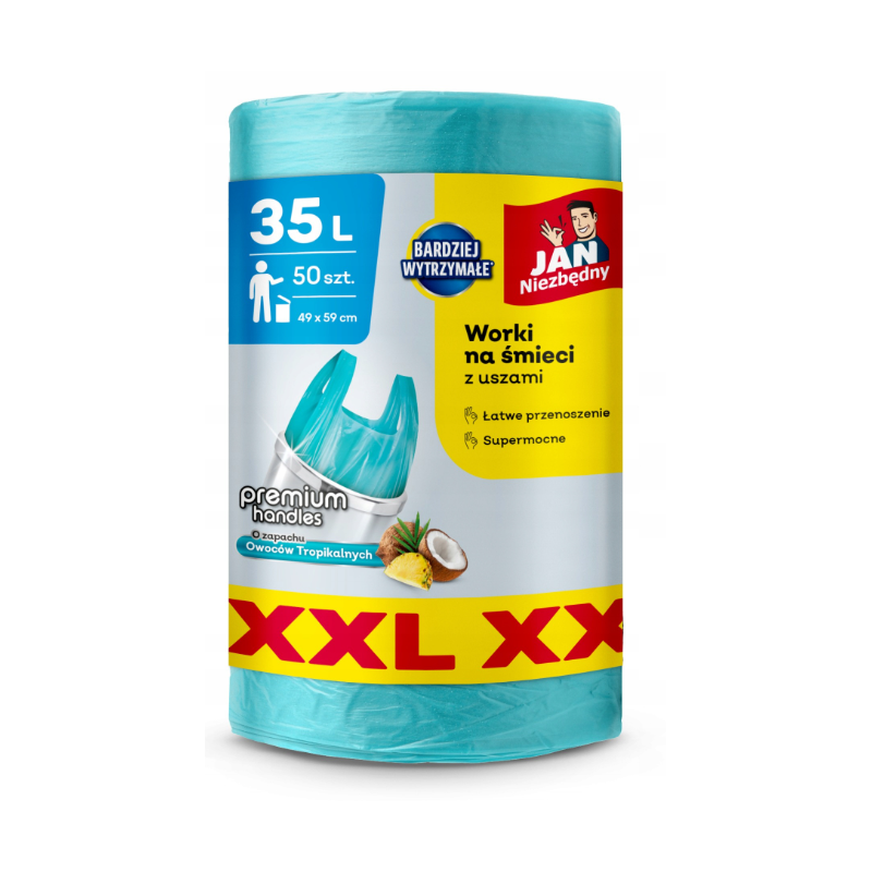 Worki na śmieci 35L z uszami Jan Niezbędny 50szt zapach tropikalny