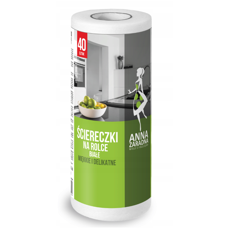 Ścierki na rolce Anna Zaradna 40 szt. Białe Miękkie Delikatne