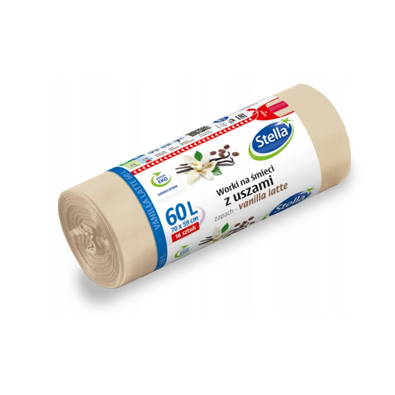 Worki Na Śmieci Stella Z Uszami 60L 16 Sztuk Zapach Vanilla Latte