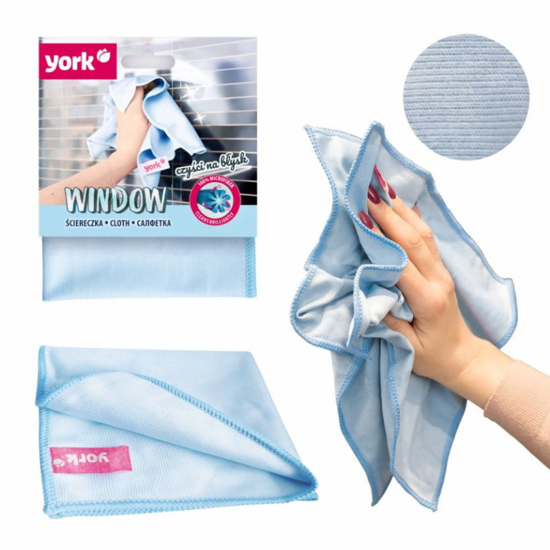 Ściereczka z mikrofibry YORK WINDOW do szyb i okien 30x30 cm niebieska