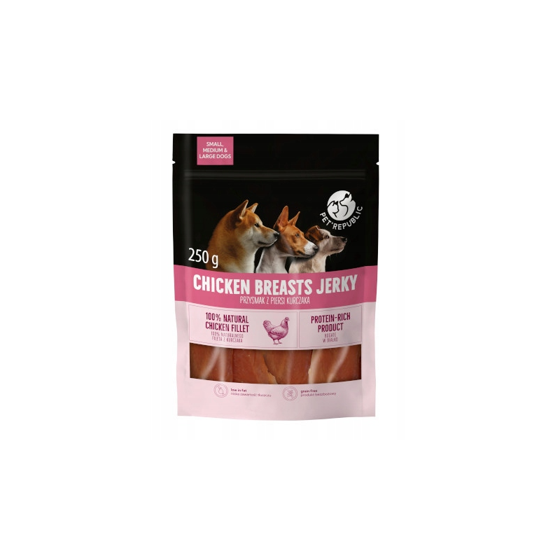 Pet Republic Chicken Breasts Jerky przysmak z piersi kurczaka dla psa 250 g
