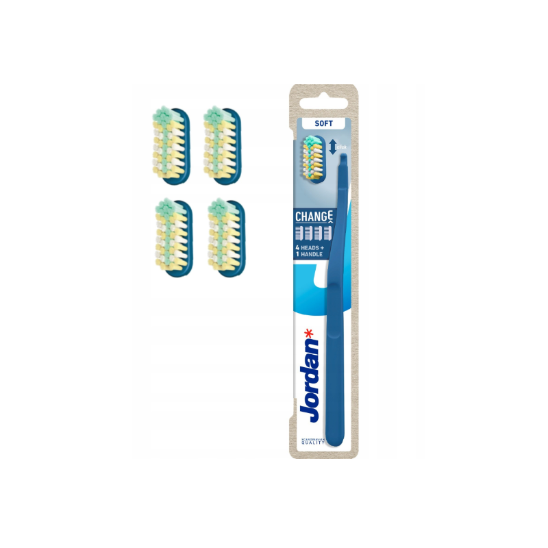 Jordan Change Soft Miękka – Szczoteczka + 4 wymienne końcówki (zapas)