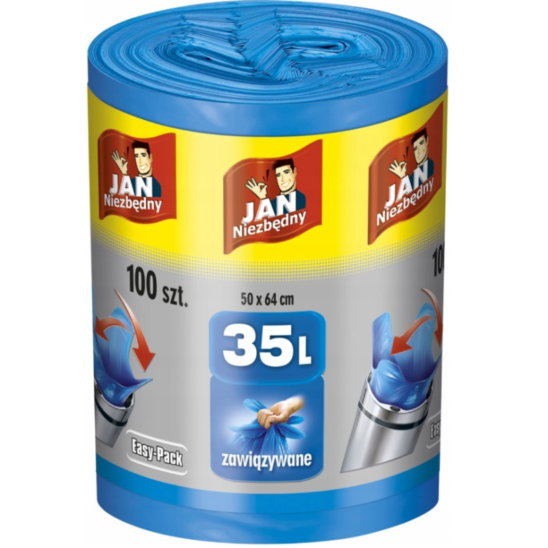 Worki na śmieci 35L zawiązywane Jan Niezbędny 100 szt. Easy-Pack