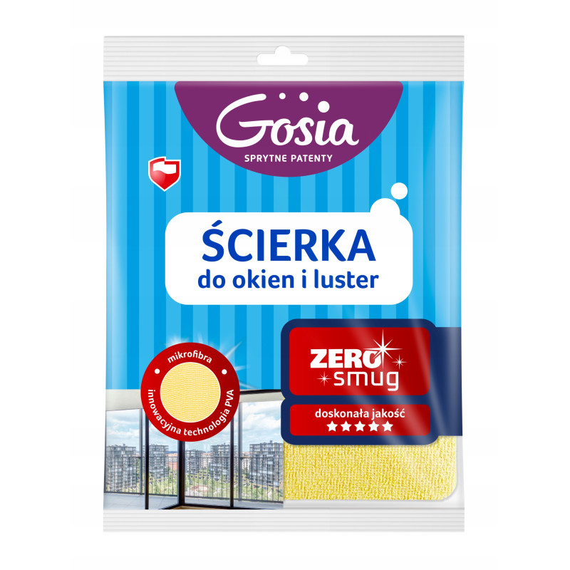 Ścierka Do Okien i Luster Gosia- Mikrofibra PVA Bez Smug