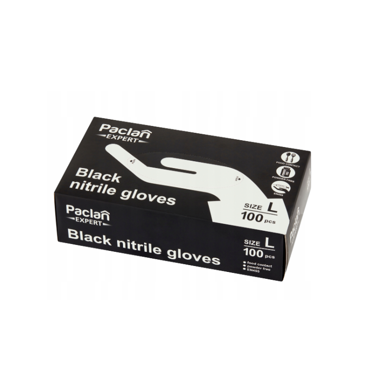 Rękawice Rękawiczki Nitrylowe rozmiar L Duże Czarne 100 sztuk Paclan Mocne