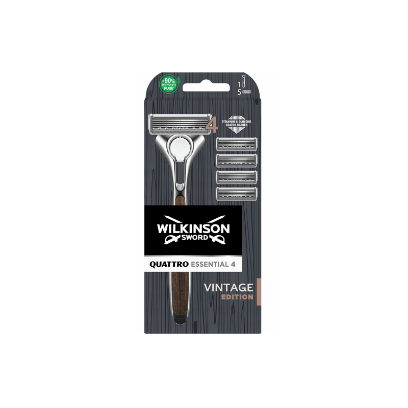 Zestaw do Golenia WILKINSON Quattro Essential 4 Vintage 5x Wkłady + Rączka