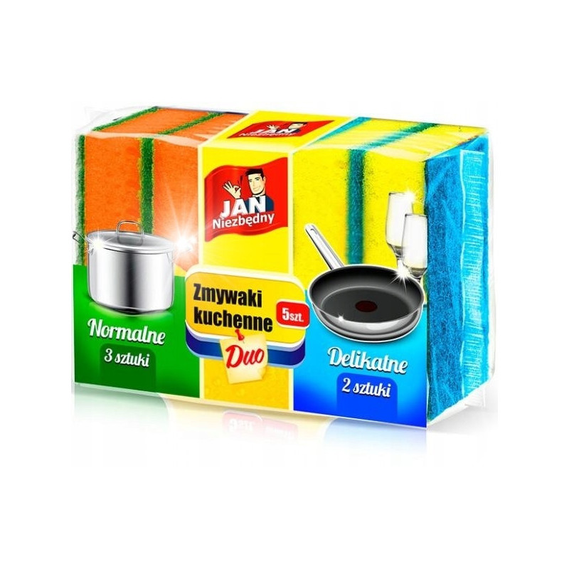 Jan Niezbędny Zmywaki Kuchenne Duo 5 szt. (3 Normalne + 2 Delikatne)
