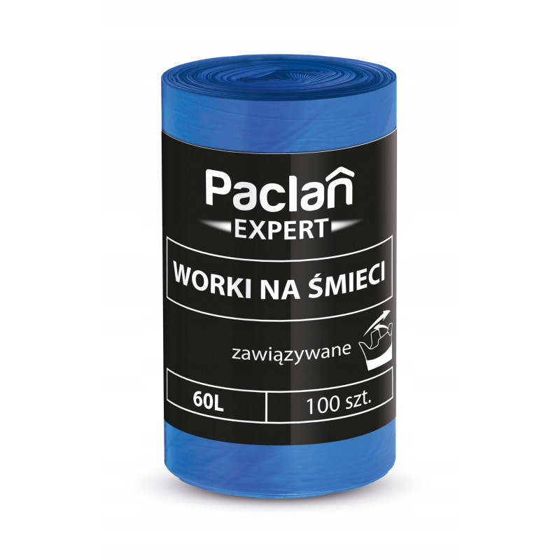 Worki na Śmieci 60L 100 szt PACLAN EXPERT Zawiązywane Mocne Nie Pękające