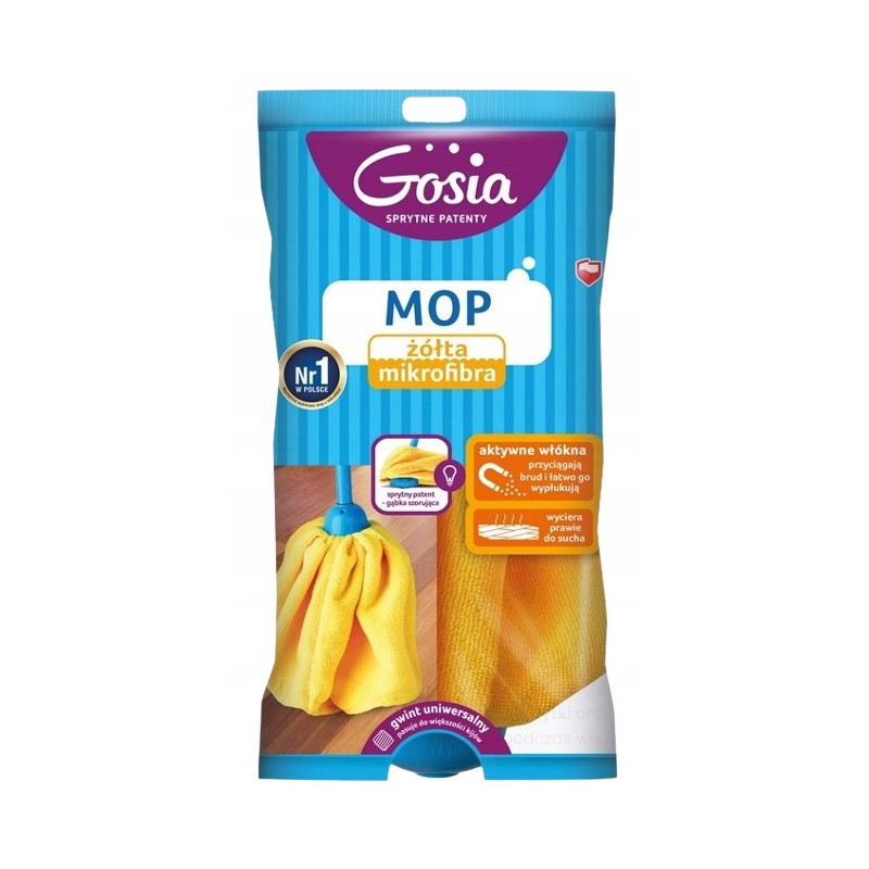 Gosia Mop z Mikrofibry Żółty - Uniwersalny Gwint, Skuteczne Czyszczenie