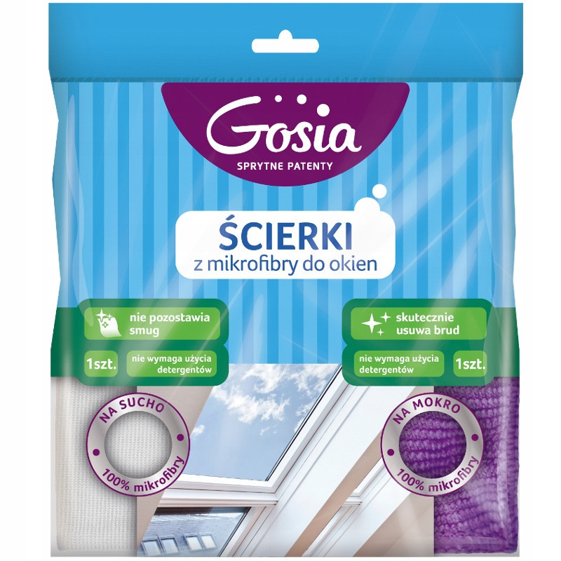 Gosia Ściereczki z Mikrofibry do Okien Na Sucho i Na Mokro 2 szt. Bez Smug