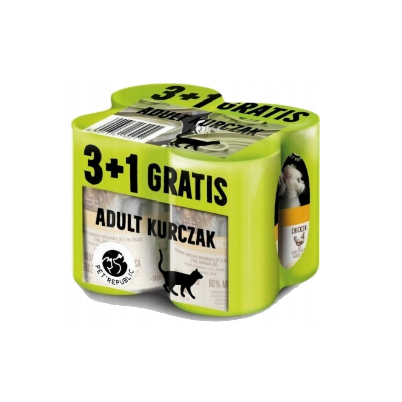 Pet Republic – mokra karma dla kota z kurczakiem 4x400g (3+1 Gratis)