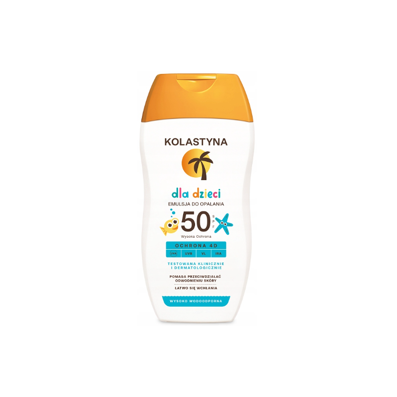 Kolastyna Emulsja Do Opalania Dla Dzieci SPF50 150ml Wodoodporna Ochrona 4D