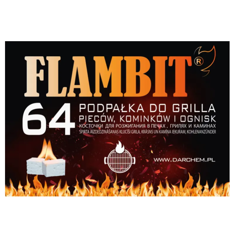 Podpałka do grilla kominka pieca ogniska FLAMBIT 64 kostki