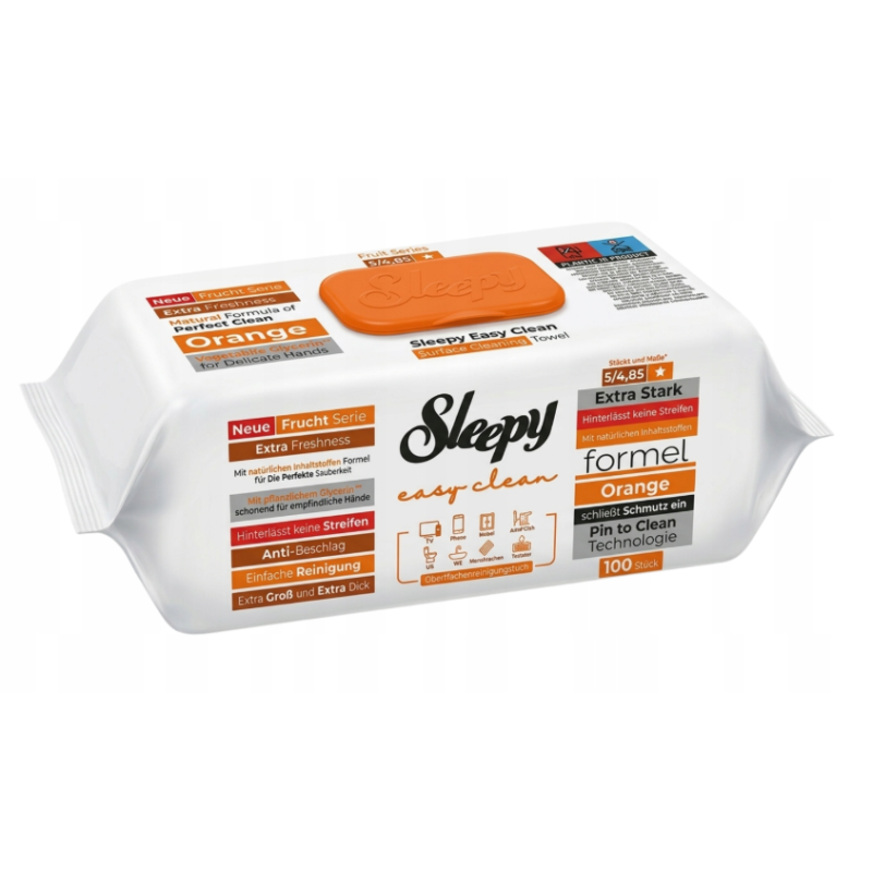 Chusteczki czyszczące XXL Sleepy Easy Clean Orange 100 szt